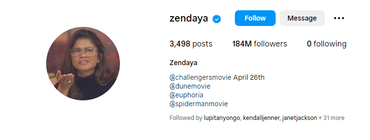 Zendaya unfollowed everyone on instagram