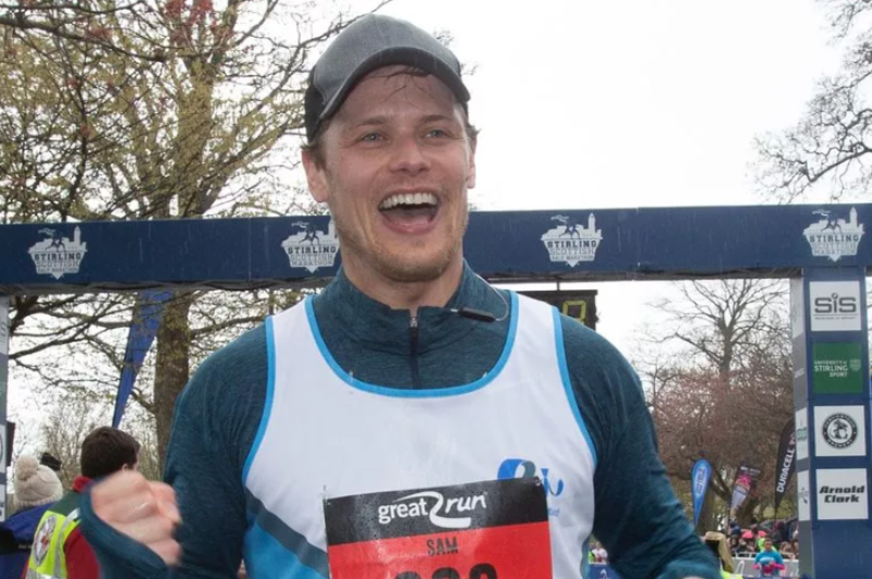 Sam Heughan participating in the great run