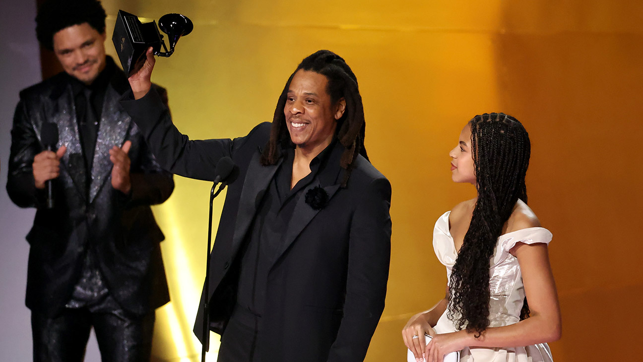 Jay-Z and  his daughter Blue Ivy at the 2024 Grammys.