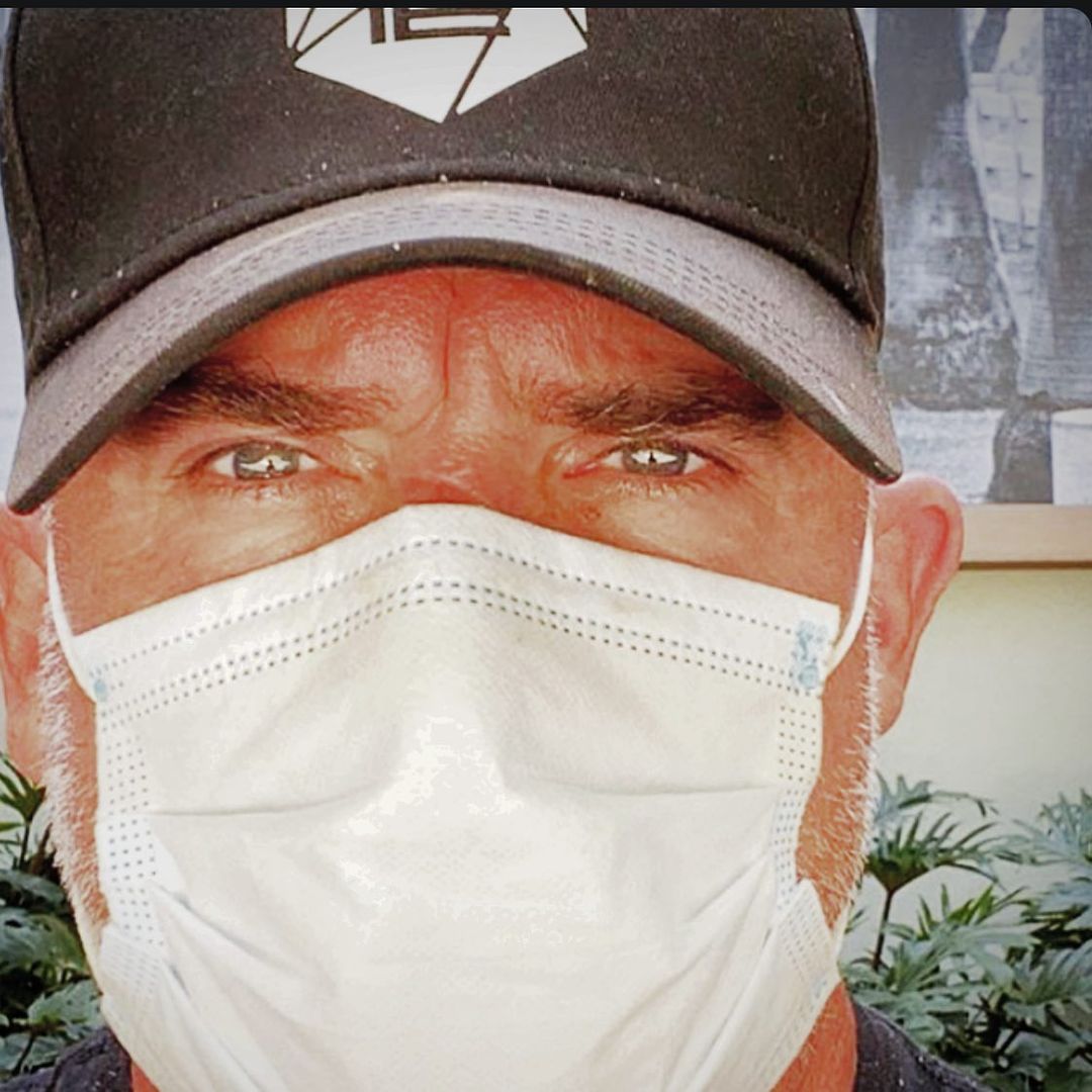 Dominic Purcell wearing a mask