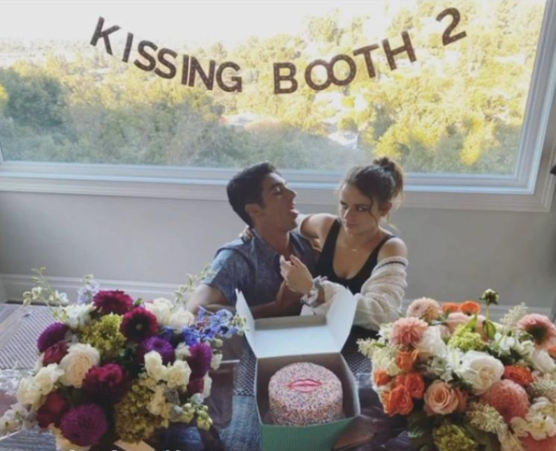 Joe King and Taylor Perez acting  in Kissing booth