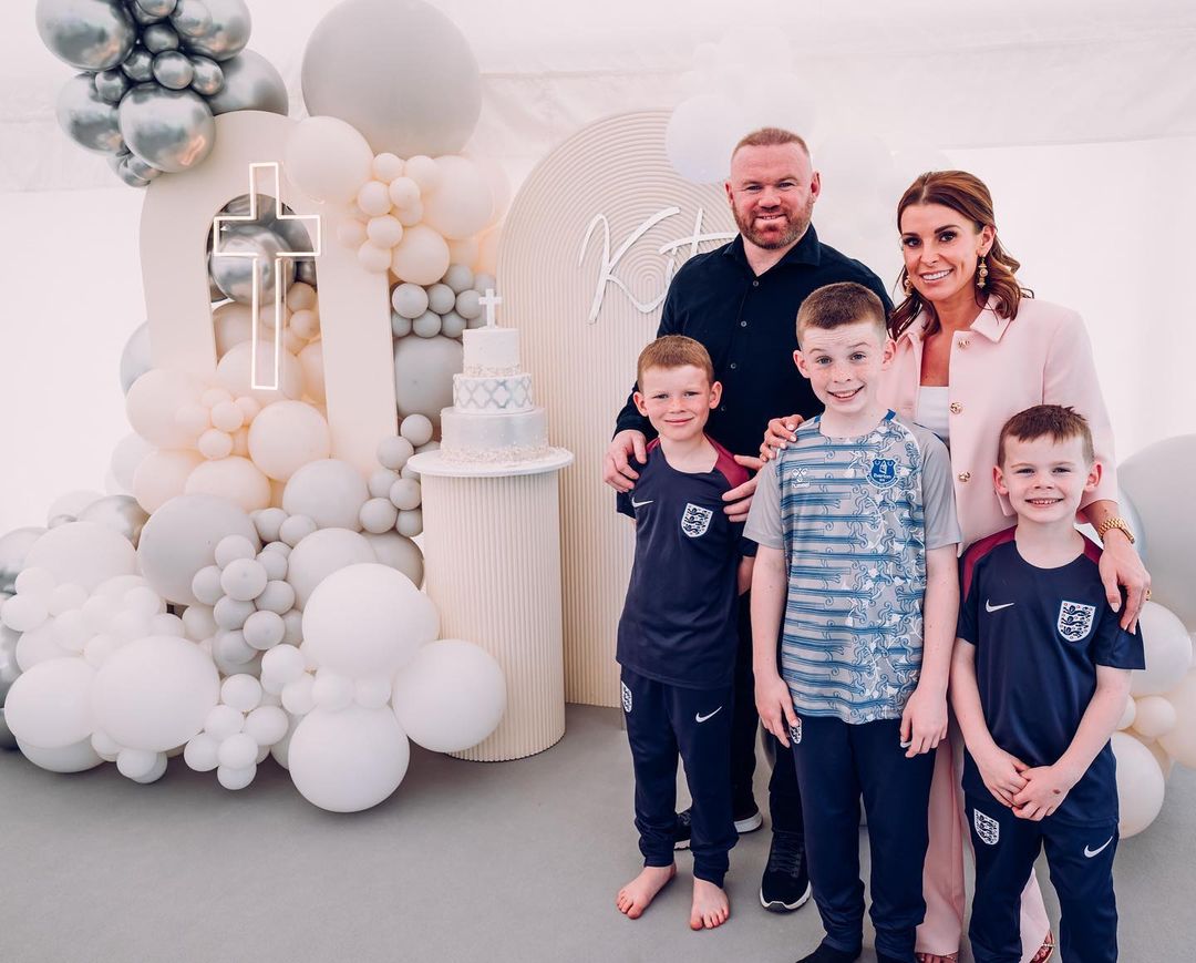 Wayne Rooney with wife and children  on Sunday during their son  Kit’s First Holy Communion 