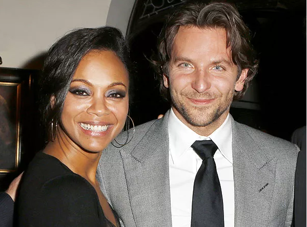 Zoe Saldana and Bradley Kooper at an event while dating