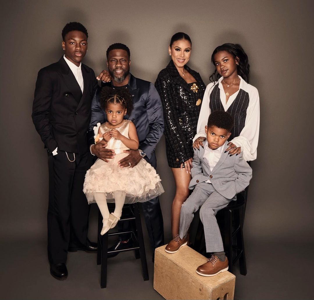 Kevin Hart, his wife Eniko Parris and children