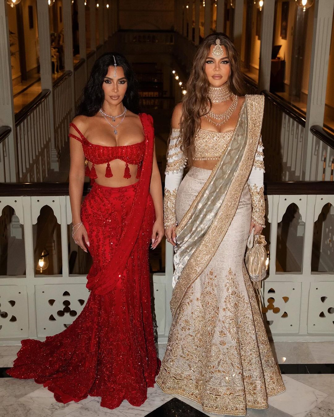 Kim and Khloe Kardashian at Ambani Wedding