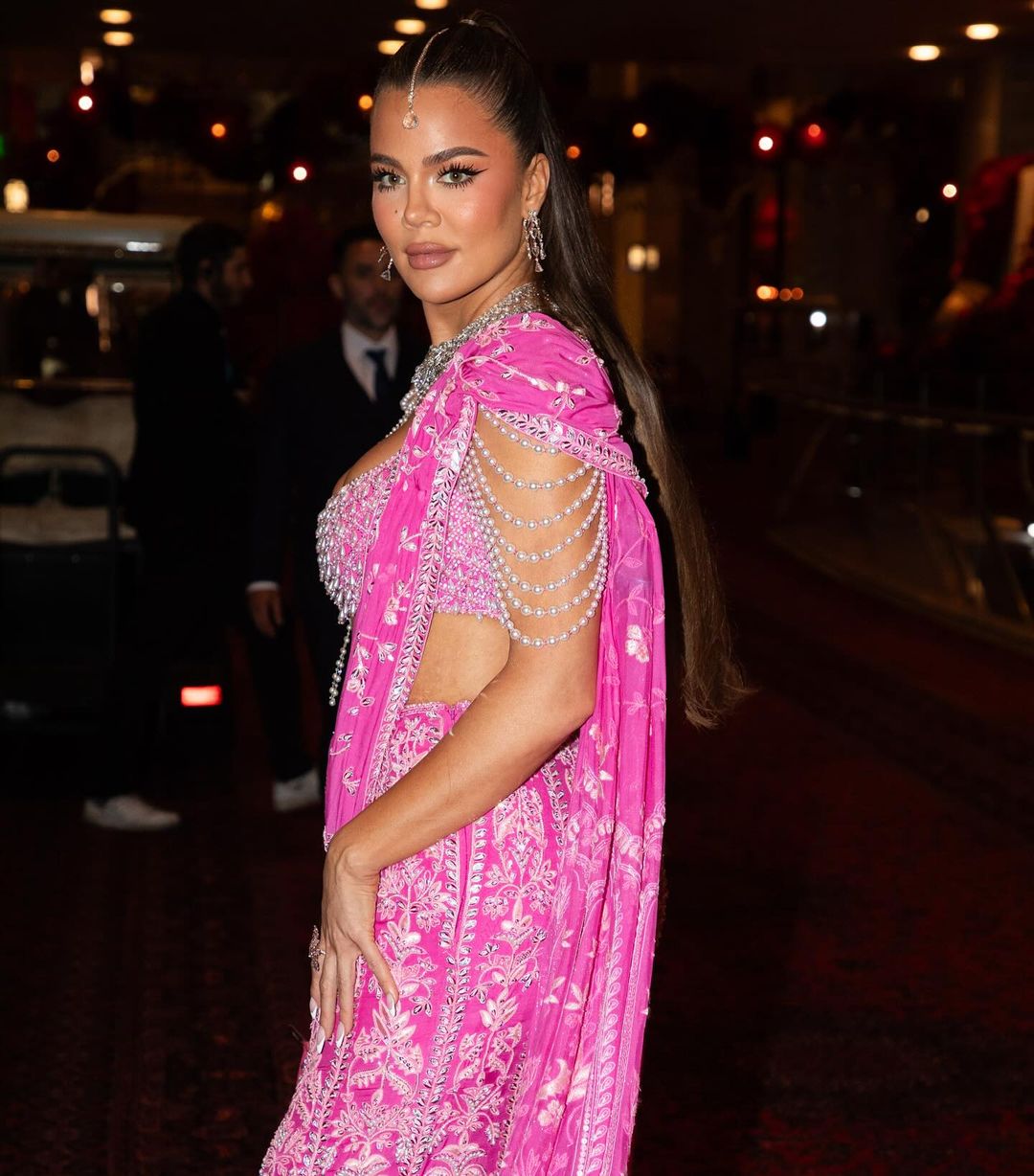 Khloe Kardashian Embraces Indian Culture in Stunning Pink Ensemble at Ambani Wedding in Mumbai