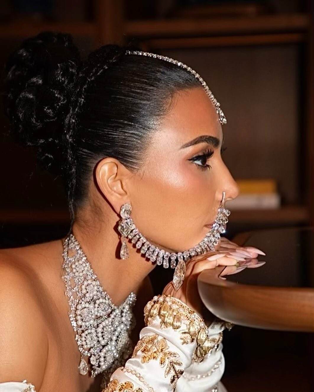 Kim Kardashian wore Diamonds and Pearls for the Ambani wedding