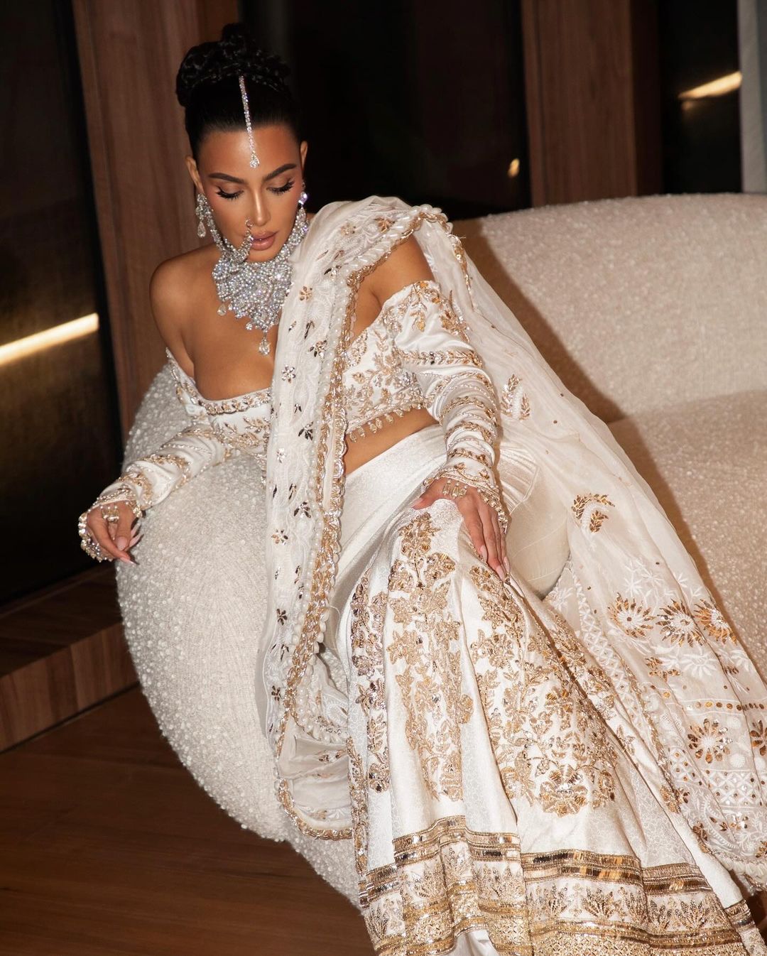 Kim Kardashian wore Diamonds and Pearls for the Ambani wedding