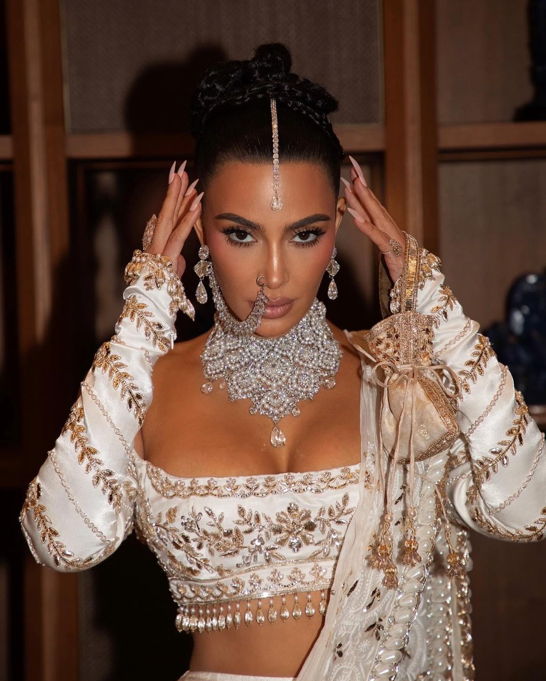 Kim Kardashian's Glamorous Diamonds and Pearls Look at the Ambani Wedding