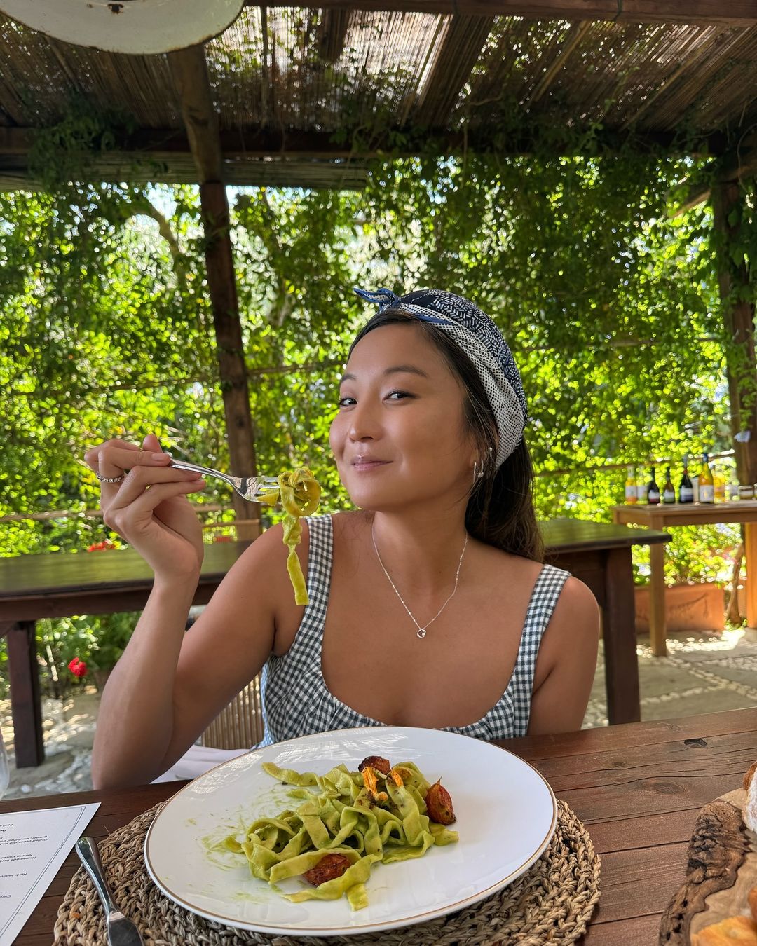 Ashley Park enjoying food