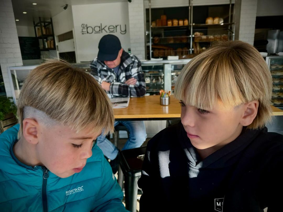 Actor Chris Hemsworth Shows Off His Hairdressing Skills on His Sons