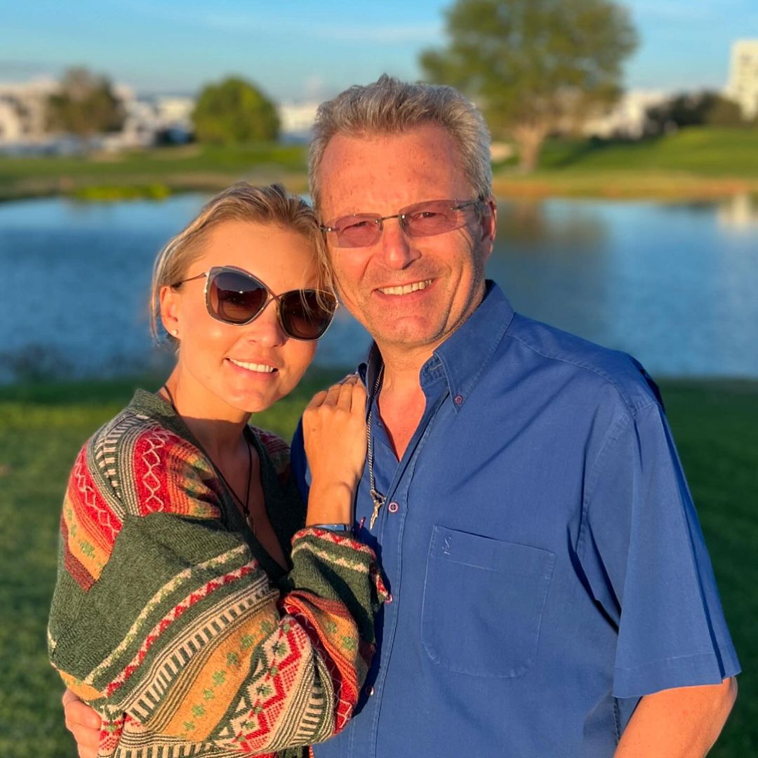 Angelique Boyer with her dad, wearing the sweater she stole from her from him