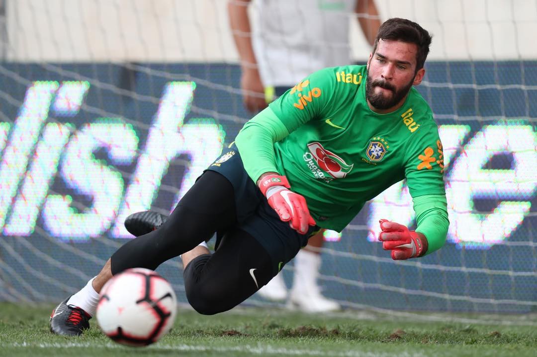 Alisson Becker playing for Brazil on September 4th 2018