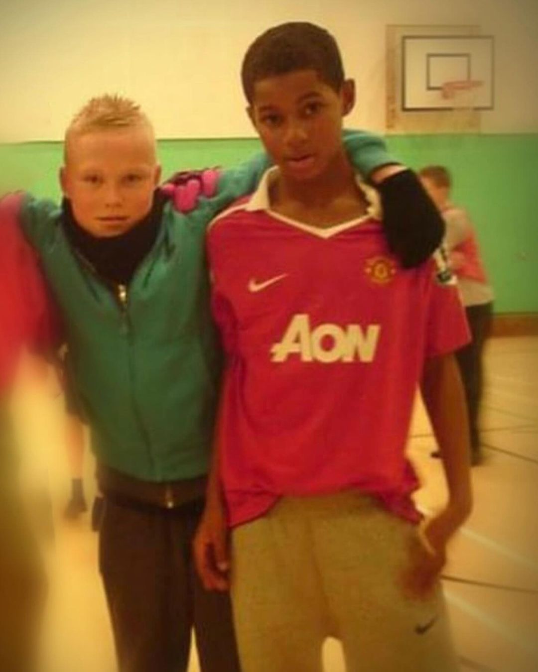 Rashford with a friend at Manchester academy