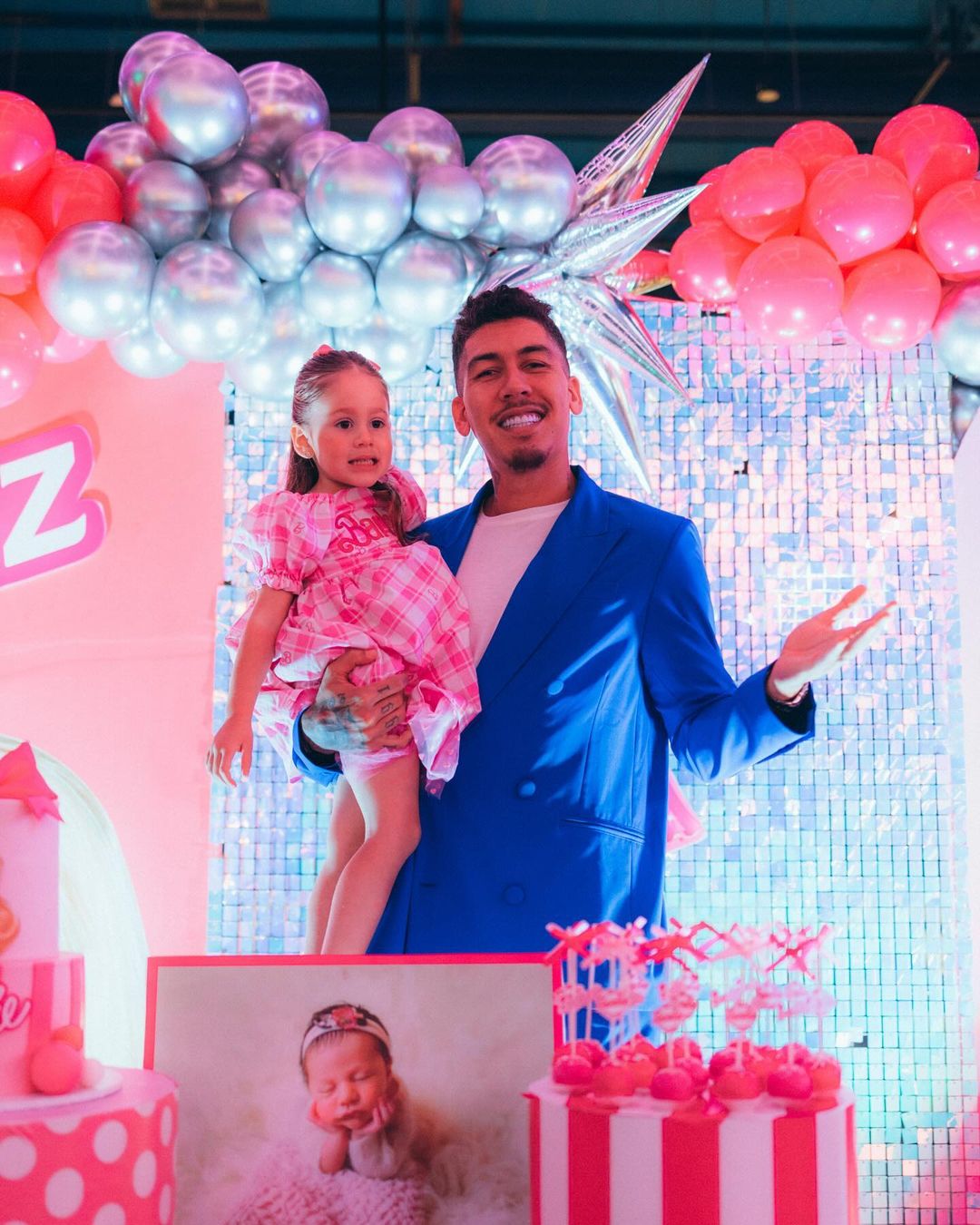 Roberto Firmino with his daughter Liz on her birthday 